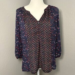 Dalia Collection Floral Print Blouse Size Small